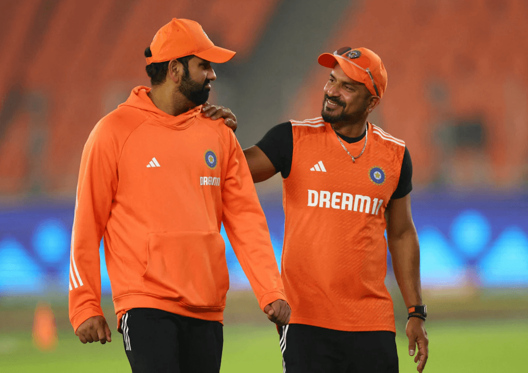 T Dilip with Rohit Sharma 